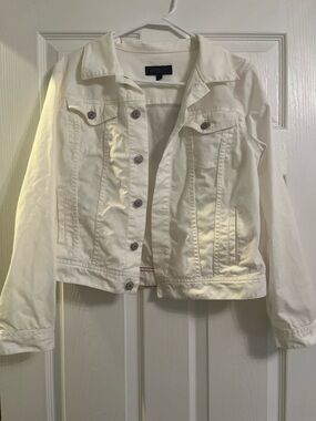 Talbots White Cotton Jean Jacket - Button Front